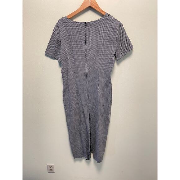 Vintage Womens Midi Dress Size 8 Black Gingham Prairie Cottagecore Academia FLAW - Picture 5 of 9